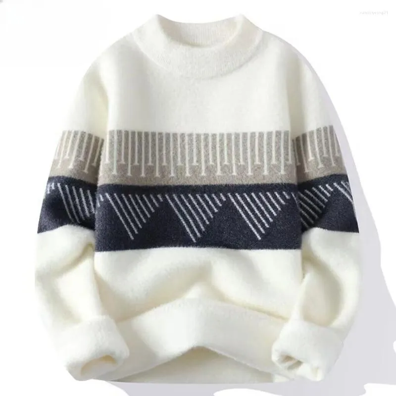 Pulls pour hommes automne hiver demi-col roulé tricots pull imitation vison velours épaissi pull petit haut femme