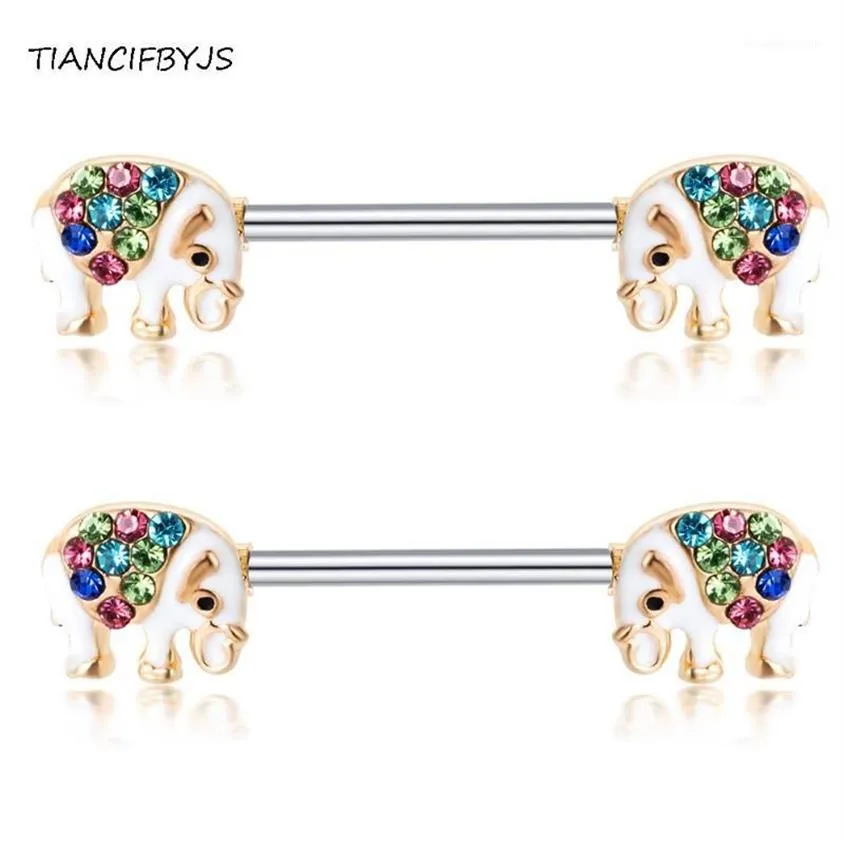 TIANCIFBYJS Mamelon Barbell Piercing Boucle D'oreille Carlitage 14G En Acier Inoxydable Bijoux De Corps Entier Cristal Mamelon Anneaux Barres 20pcs1226K