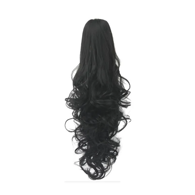 Hårbulle Maker Fashion Long Wavy Cosplay Wigs Curls Ponytail Claw Clip Pony Tail Extensions Mticolor Women Wig Heat Motestant7449918 DHWXB