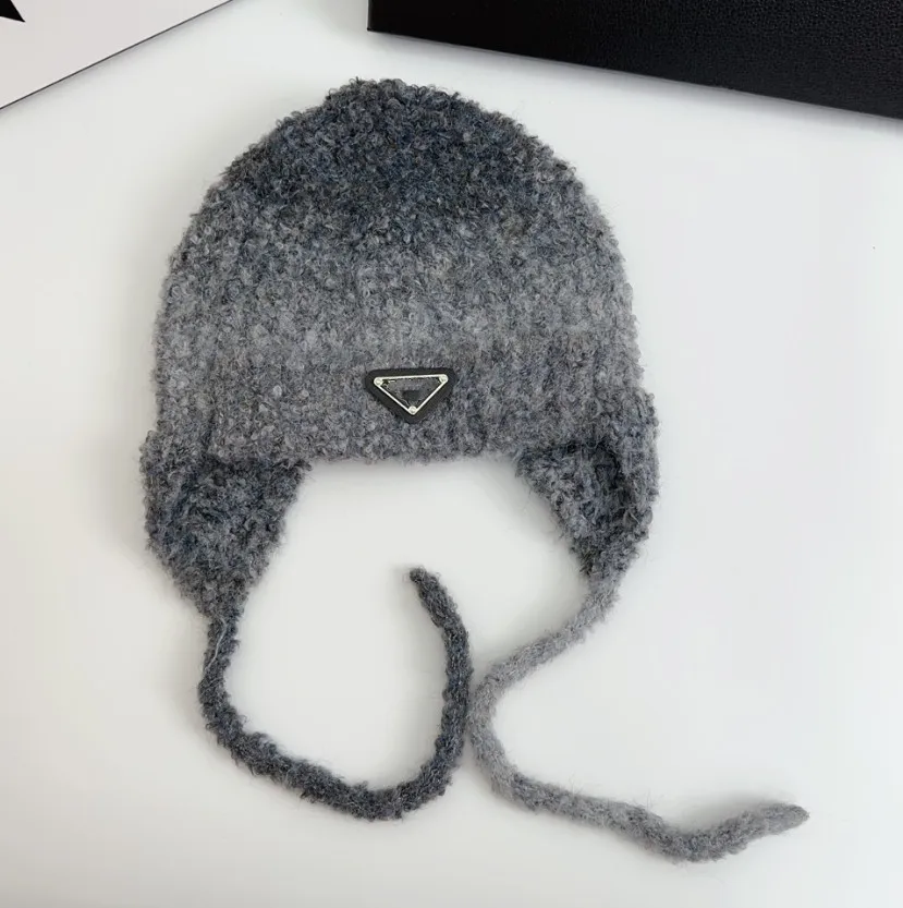 Chapeau tricoté en fil de cercle coloré mignon pour femmes, Protection d'oreille chaude en peluche d'hiver assortie avec tout, chapeaux en laine assortis de Style coréen