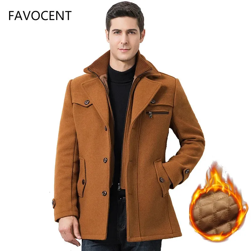 Mélanges de laine pour hommes hiver décontracté Trench manteau mode affaires moyen solide épaissir mince coupe-vent pardessus veste mâle grande taille 5XL 231017