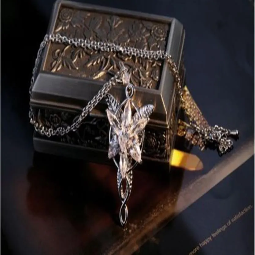 Bijoux fantaisie COOL The LOTR 18K or blanc rempli Arwen Evenstar blanc saphir CZ collier pendentif pour cadeau de mariage 253g