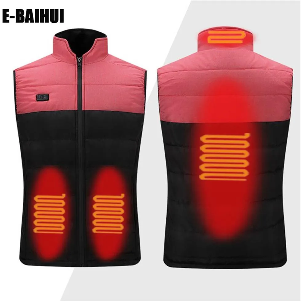 E-BAIHUI Men Women Outdoor Winter Heated Vest 4 Zone USB Heating Waistcoat Infrared Heating Jacket Thermal Skiing Cycling Fishing 255H