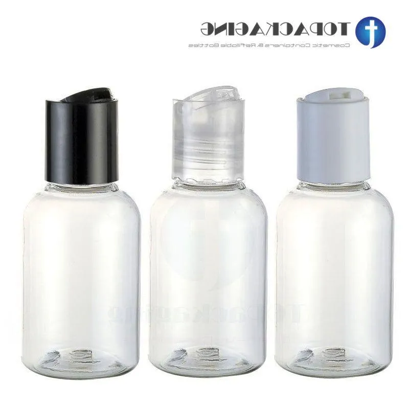 50pcs * 50ml presse bouchon à vis bouteille échantillon en plastique transparent shampooing huile essentielle maquillage emballage cosmétique conteneur lotion wcvlm