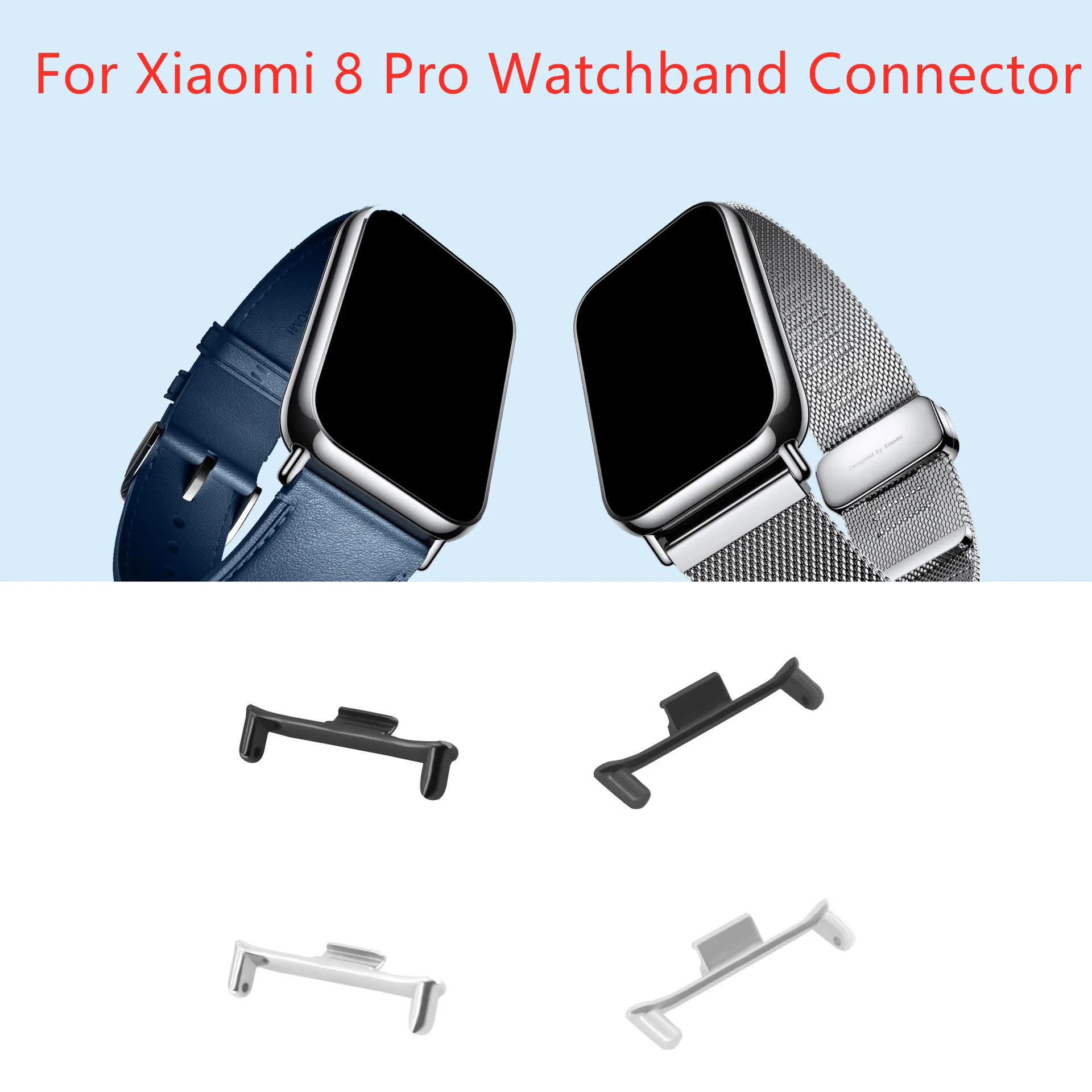 Adaptateur de connecteur métallique pour sangles intelligentes, support de bracelet de montre pour Xiaomi 8 Pro, noir/argent