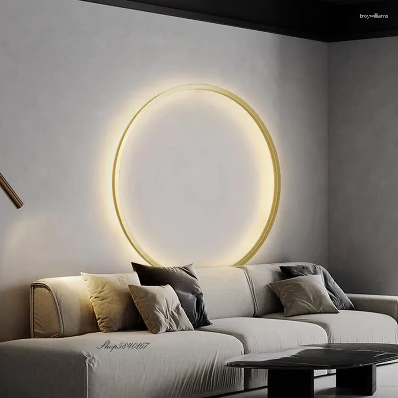 벽 램프 현대 미니멀리스트 LED 반지 램프 USB 거실 배경 스콘 조명 조명 가벼운 침실 비품 옆에 창의적