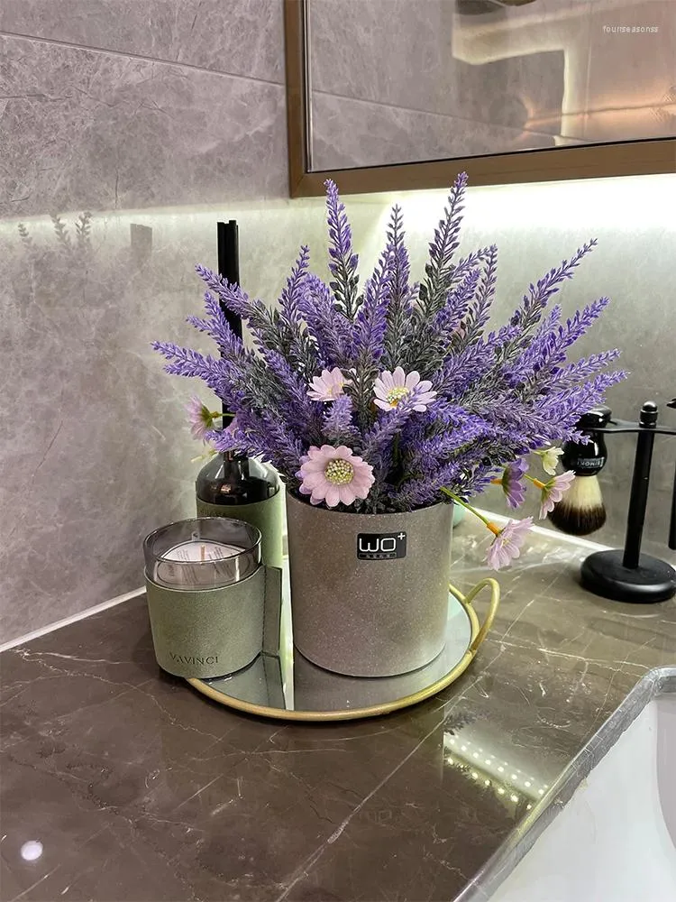 Decoratieve bloemen gesimuleerde lavendel ingemaakte kunstmatige Noordse veranda balkonplanten voor woondecoratie Hoja Decoracion