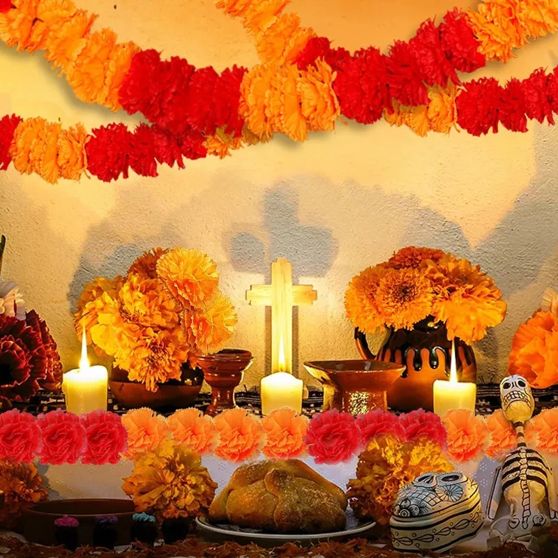 Decorazioni natalizie Calendula Ghirlanda de los Muertos festività Fiore con gambo Giorno dei Morti ofrenda decorazioni altare 231017