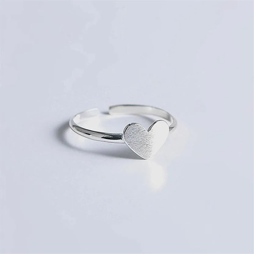 Oryginalny 925 srebrny srebrny heart pierścionek z sercem kobiety minimalistyczna moda słodka dziewczyna student biżuterii prezent urodzinowy 210507359f