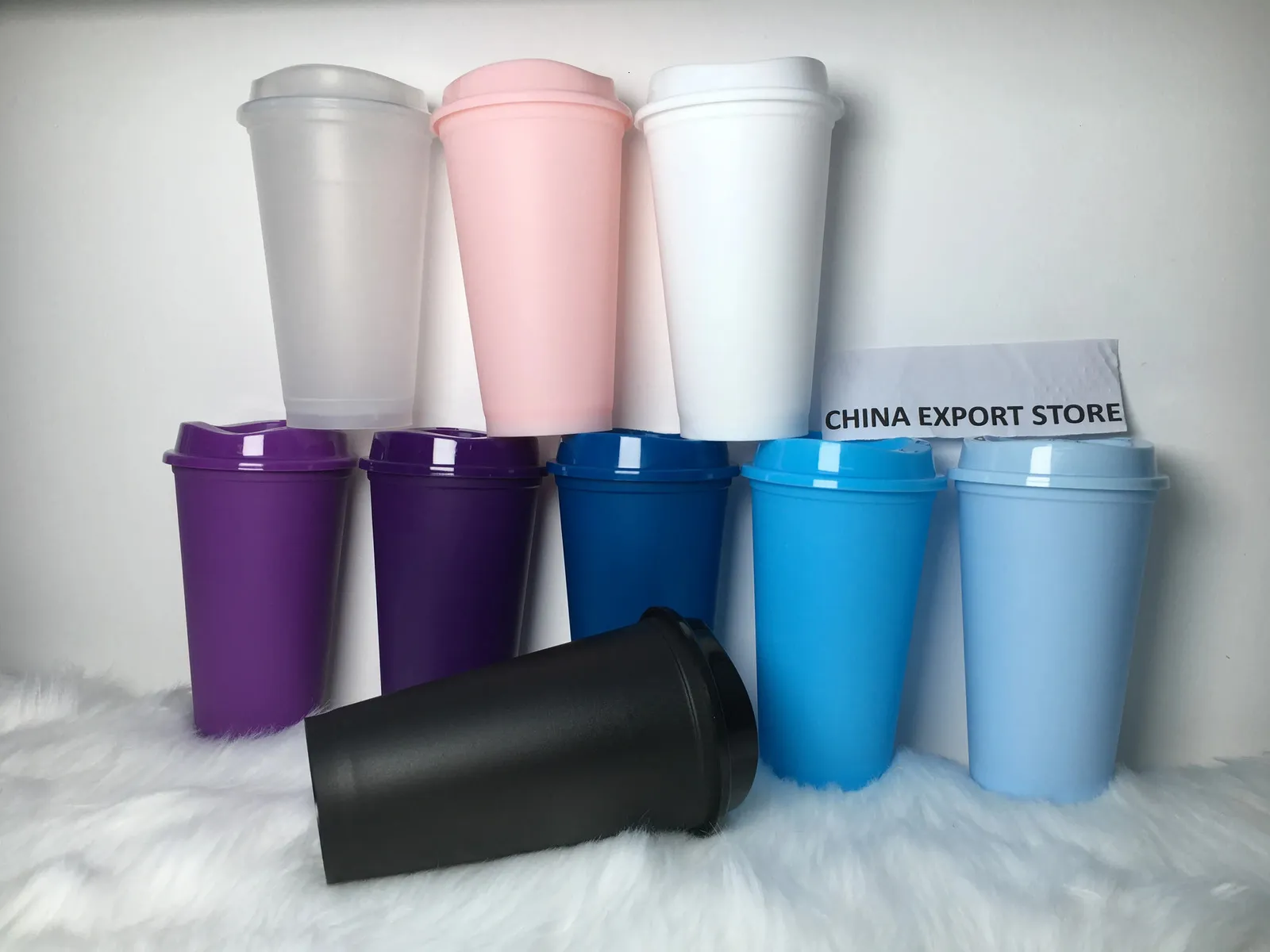 Mokken BPA-vrij 473 ml 480 ml 500 ml 16 oz blanco herbruikbare plastic koffiekopje reismok drink to go 231018