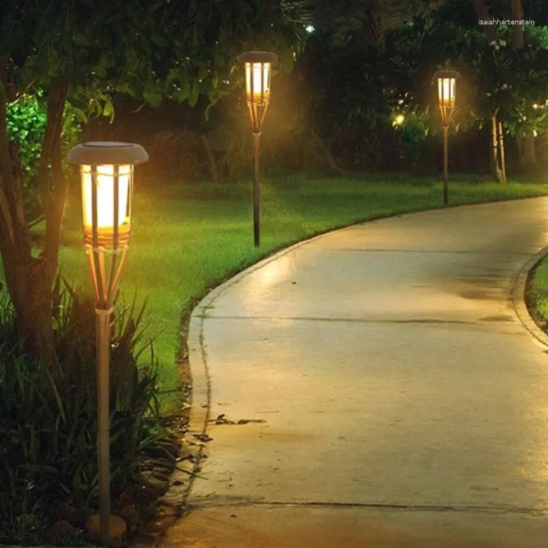 Luz solar ao ar livre jardim gramado decorativo plug-in rua acessórios eletrônicos lâmpada chama tocha decoração de paisagem