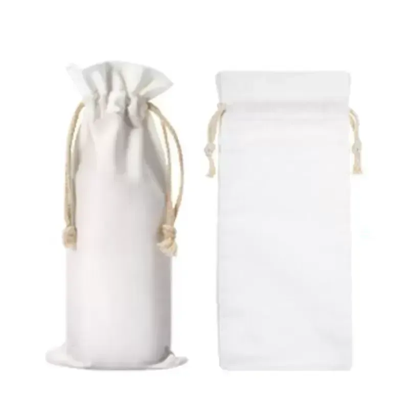 Sublimation Blanks Wedding Wine Bottle Gift Bags Canvas Wine Bag With Drawstring For Halloween Christmas Decoration sxjul21