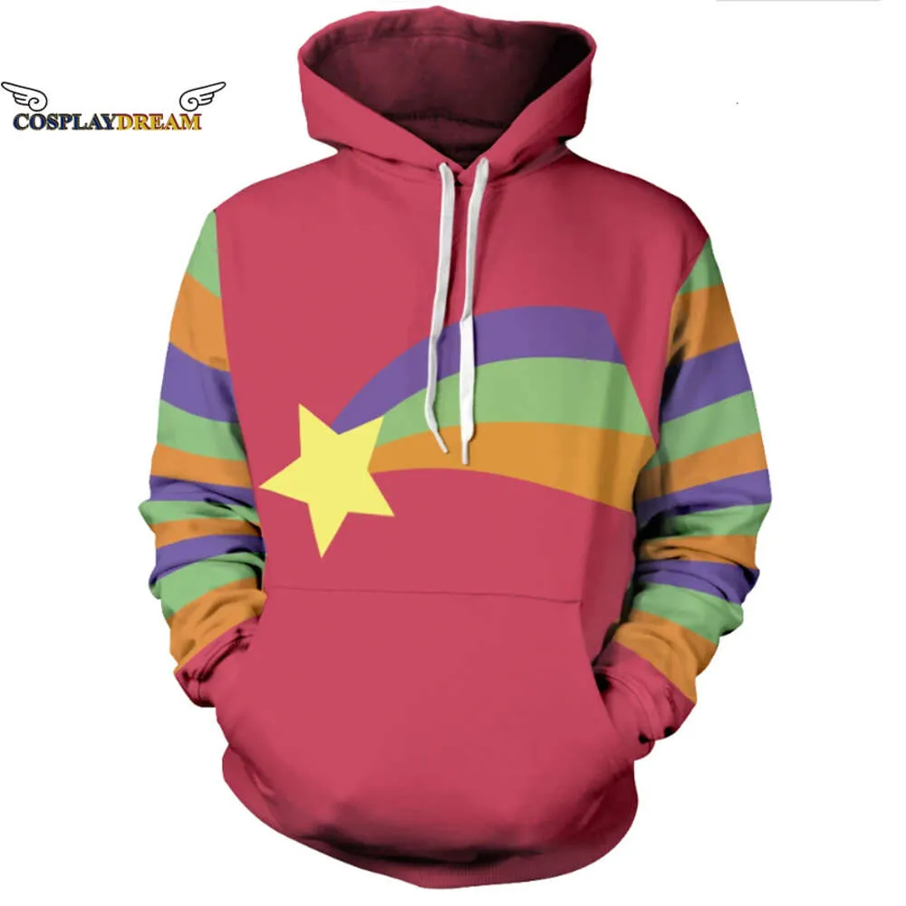 Cosplay Cosplay Mabel Pines Cosplay Kostuum Hoodie Regenboog Ster Sweatshirt Unisex Dagelijks Sportkleding Hoodie met zak Halloween-kostuum Plus SizeCosplay