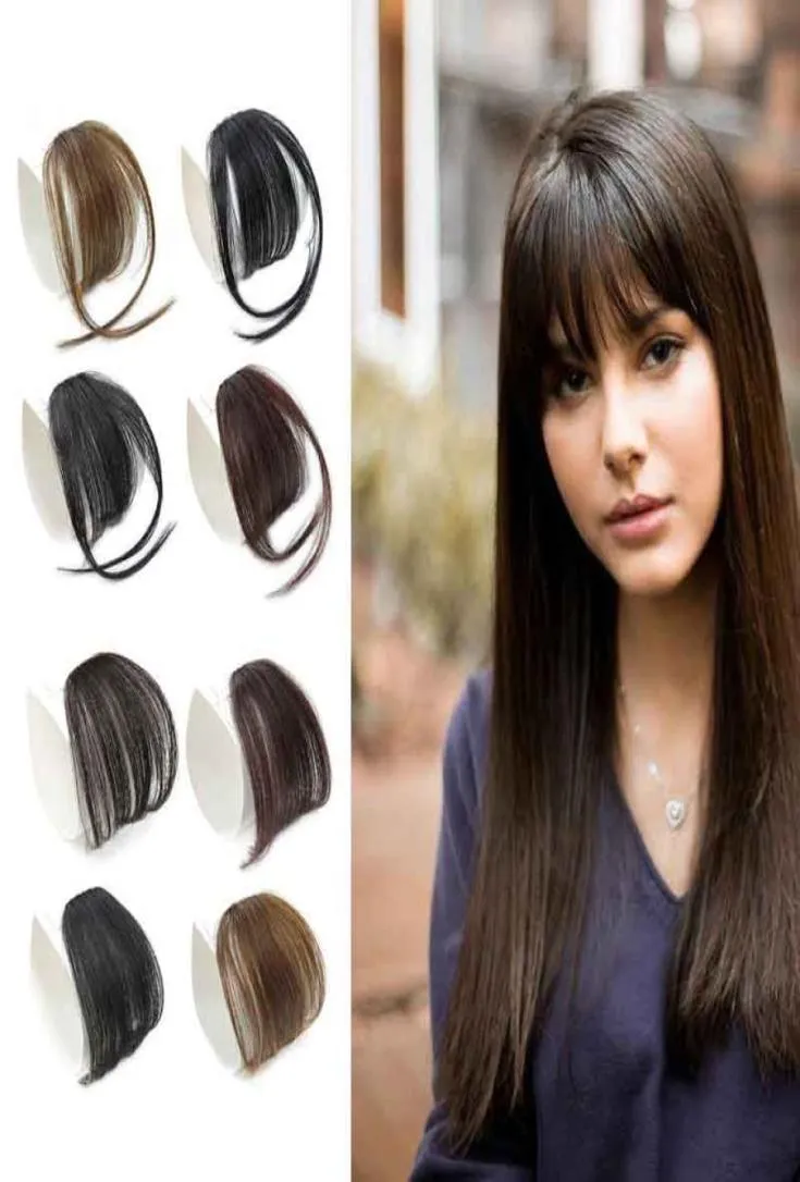 100 Human Hair Bangs Handbundet hårkant Hårstycke Klipp i Air Bangs With Temple for Women9754199