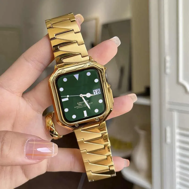 Cinturino in acciaio inossidabile per Apple Watch Ultra2 9 8 7 cinturino 49mm 45mm 41mm Bracciale in metallo per iWatch serie 3 4 5 6 SE 44mm 40mm 42mm 38mm Accessorio in oro con diamanti