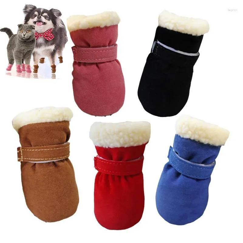 Abbigliamento per cani 4 pezzi Scarpe invernali per animali domestici Stivali da neve antiscivolo per cani di piccola taglia Calzini spessi per cuccioli di gatto Chihuahua Yorkshire