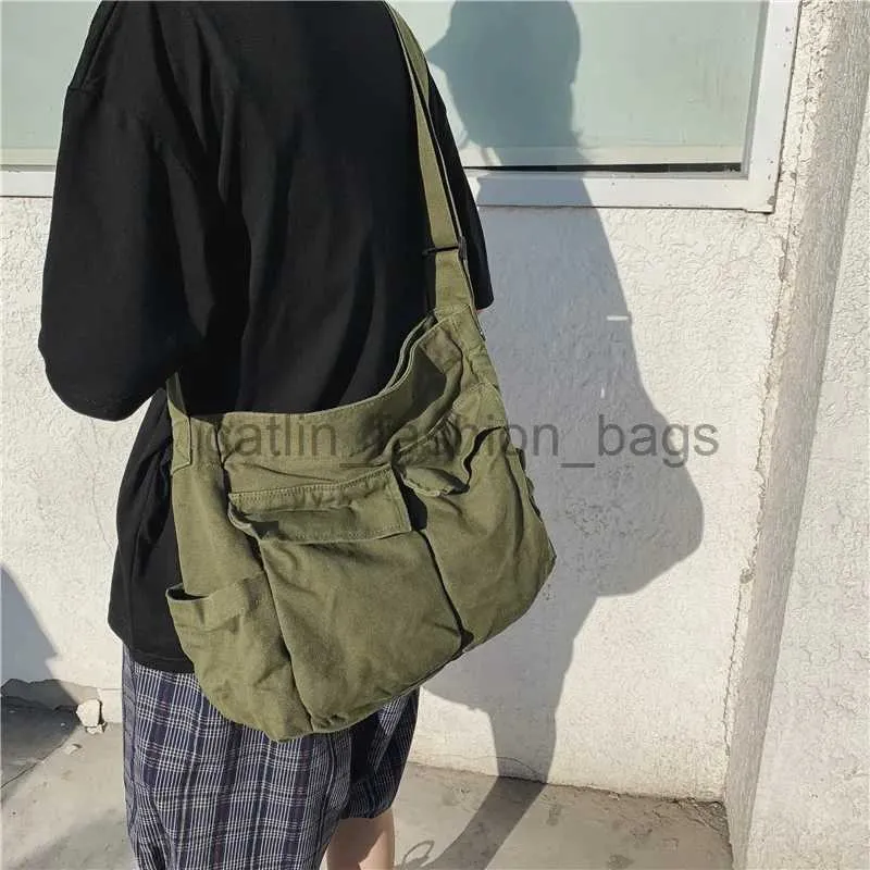 Sacs à bandoulière Sacs de messager d'école pour femmes pour femmes épaule dames sac à main de créateur solide grande capacité décontracté toile épaule femme sacscatlin_fashion_bags