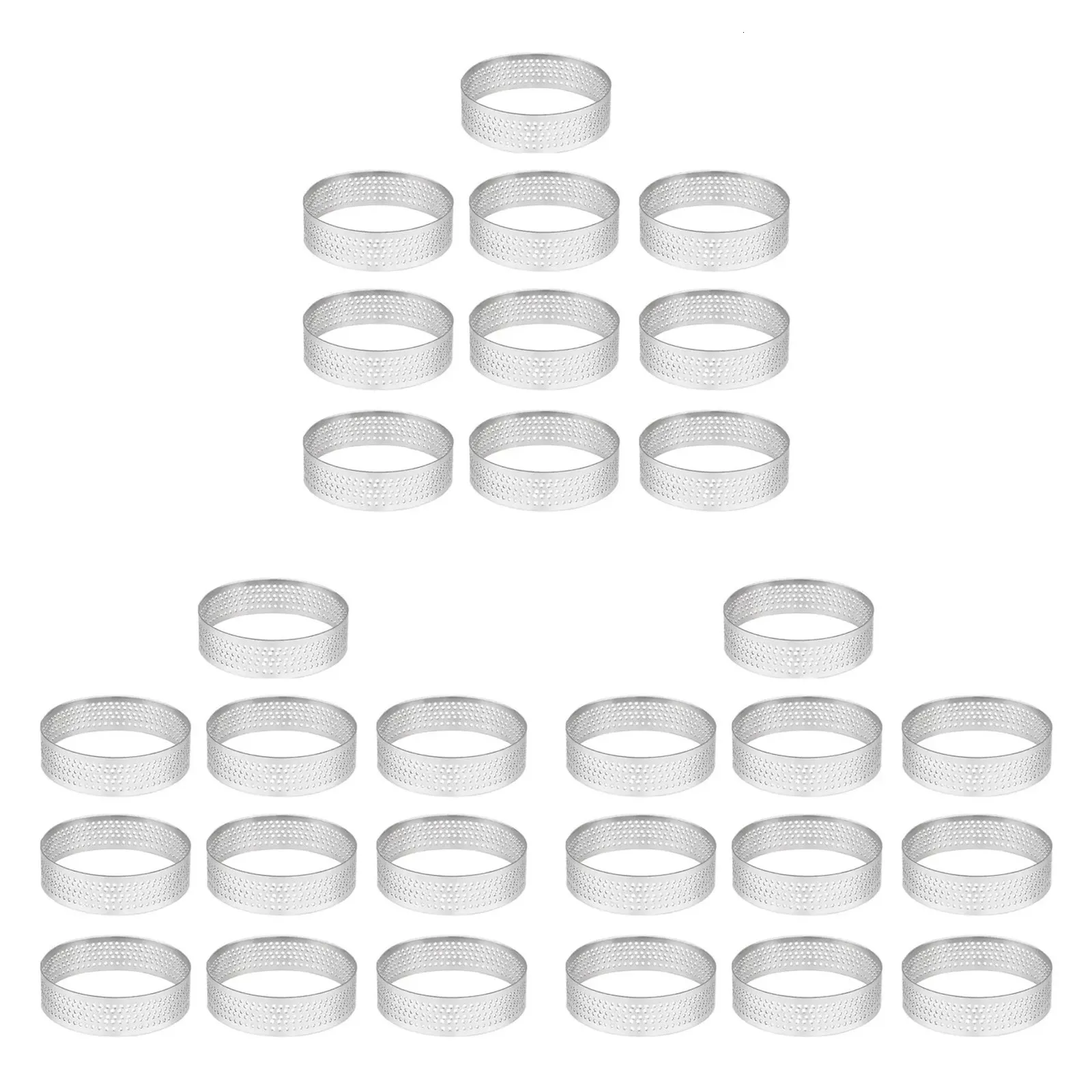 Bakvormen 30 stuks 4,5 cm ronde roestvrij geperforeerde naadloze taartring quichering taartpan taarttaartring met gat taartschelpring 231018