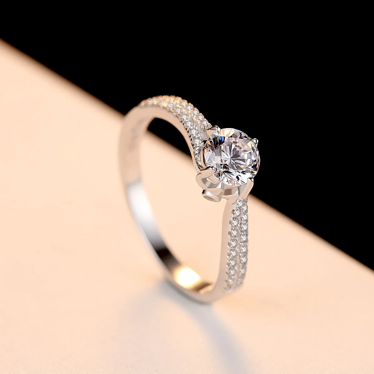S925 Pierścień srebrny klasyczny pełny diament marka cyrkonu projektant luksusowy pierścionek europejski mody pierścionka weselna pierścionka biżuteria Walentynki Gift SPC
