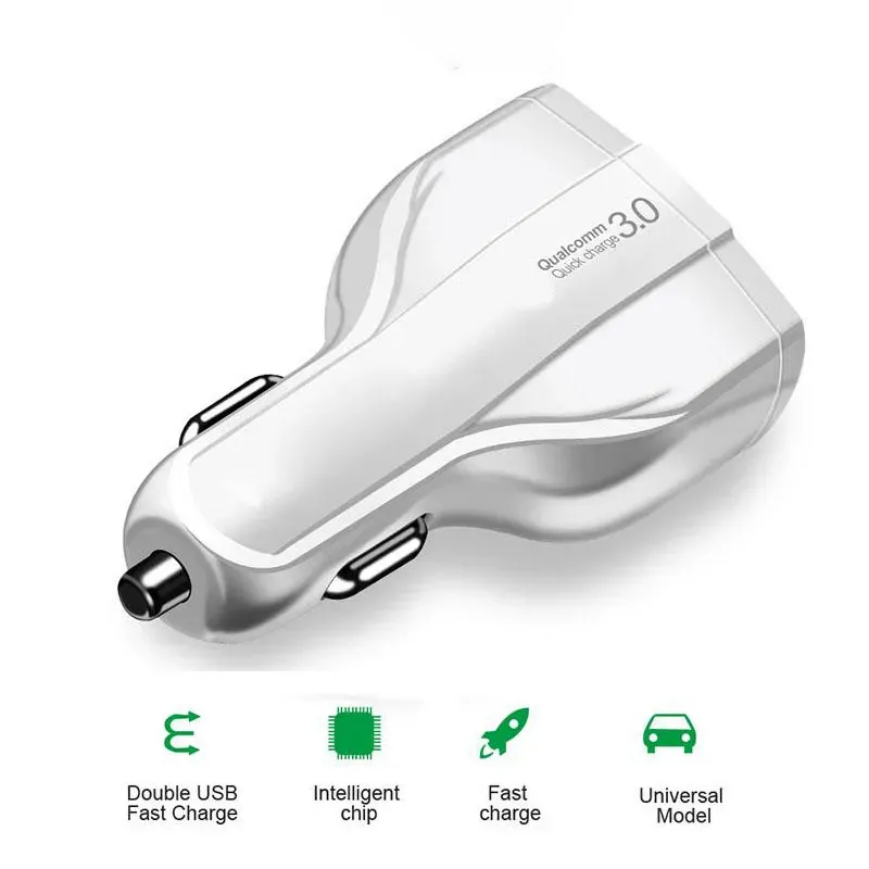 838DD 3-Port Car  3.5A USB QC3.0 Type-C Fast Charging for iPhone 13 14 Xiaomi Samsung Mini Quick Chargers Vehicle Adapter without Package