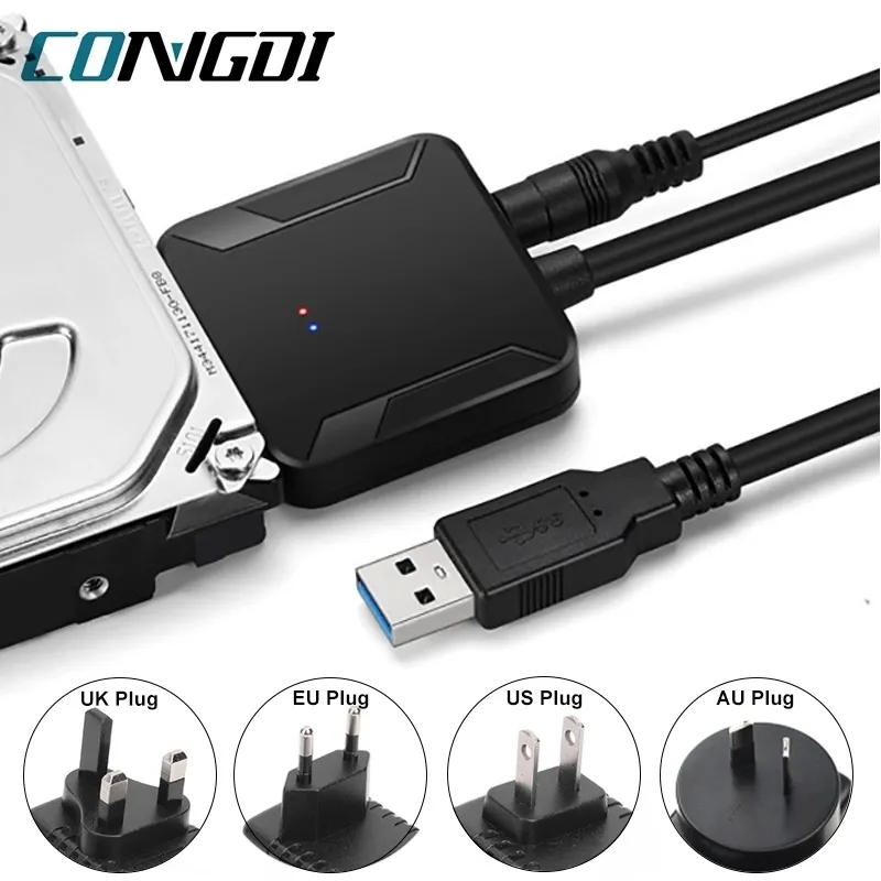 노트북 어댑터 충전기 USB 3 0에서 SATA 3 어댑터 변환기 케이블 USB3 0 하드 드라이브 WD 2 5 3 5 HDD SSD 231018