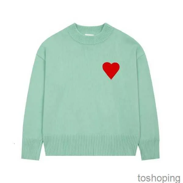 Moda amisweater paris sweater erkek tasarımcı örme gömlekler uzun kollu fransız cadde işlemeli bir kalp desen yuvarlak boyun örgü erkekler kadınlar s-xlxyaw