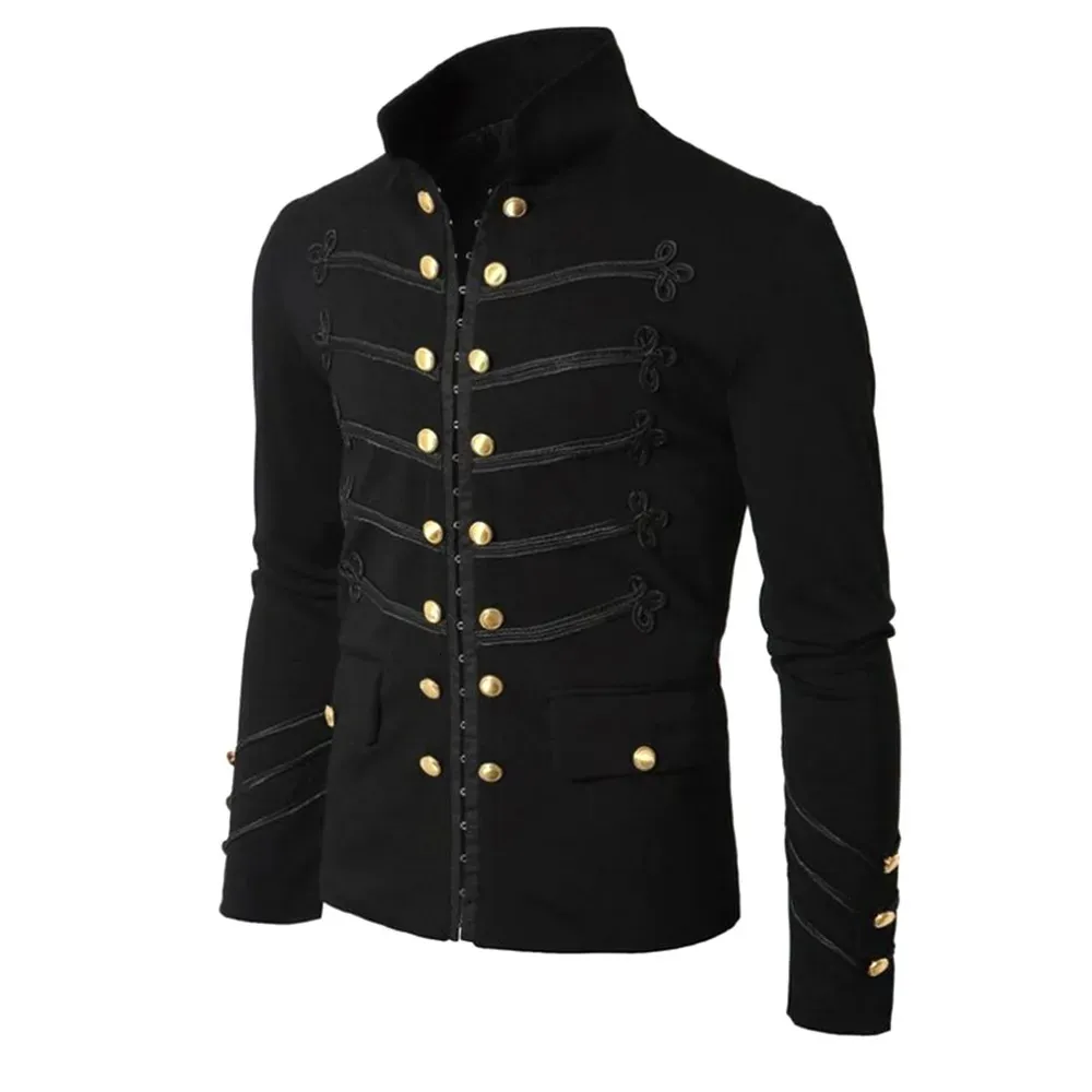 Jaquetas masculinas Steampunk Homens Roupas Góticas Jaquetas Militares Jaqueta Medieval Vintage Stand Collar Rock Frock Casaco Masculino Retro Punk Casaco 231017