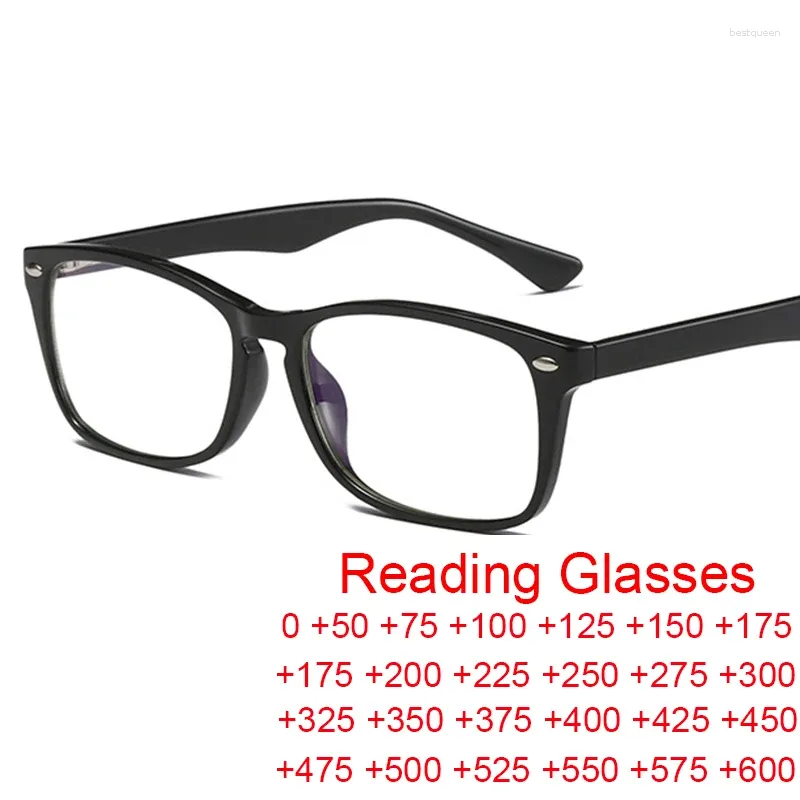 Солнцезащитные очки, роскошные квадратные заклепки, очки для чтения с защитой от синего света, модные женские и мужские трендовые полосатые очки в маленькой оправе, компьютерные очки для дальнозоркости 2, 5