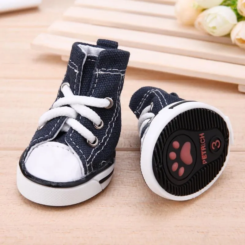 Dog Apparel Pet Shoes Anti-slip Waterproof Sporty Denim Canvas Sneakers Booties Ati-Slip Small Boots