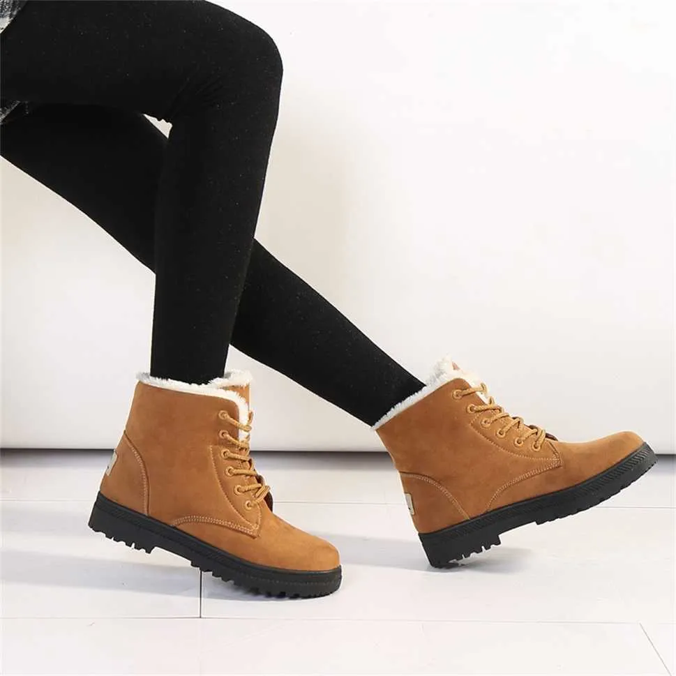 Travail dames bottines hiver nouvelle neige femmes grand chaud talon plat coton chaussures 230830