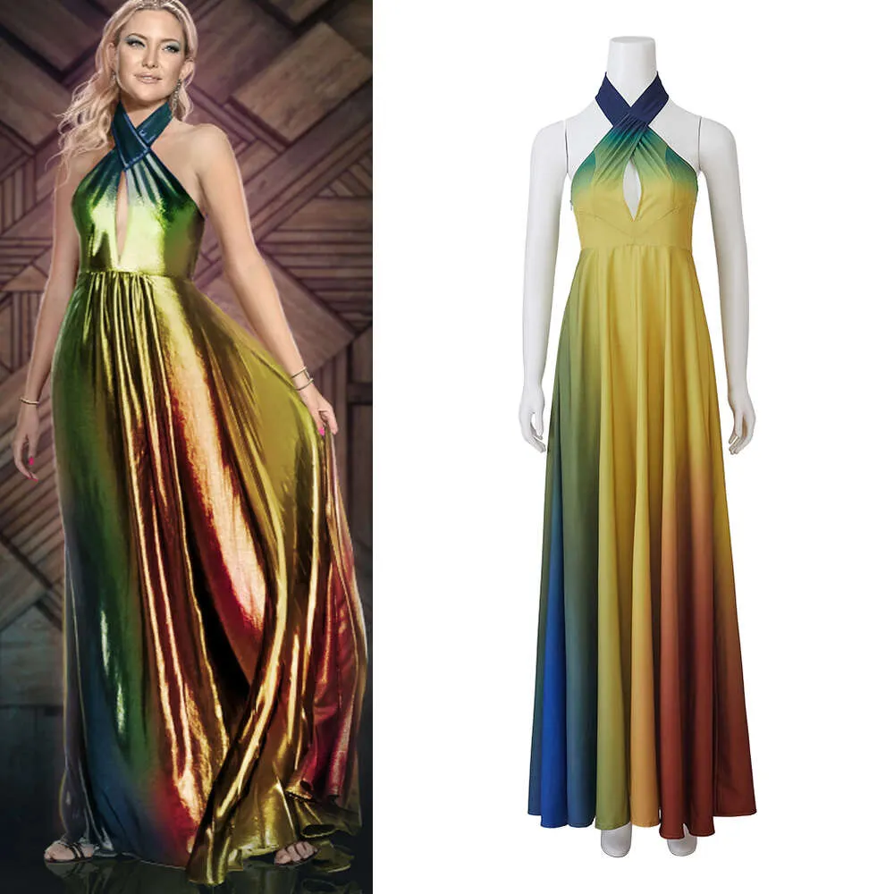 Cosplay Cosplay Movie Glass Onion: A Knives Out Mystery Kate Hudson Cosplay Costume Women Halter Color Changing Dress Halloween Party ClothesCosplay