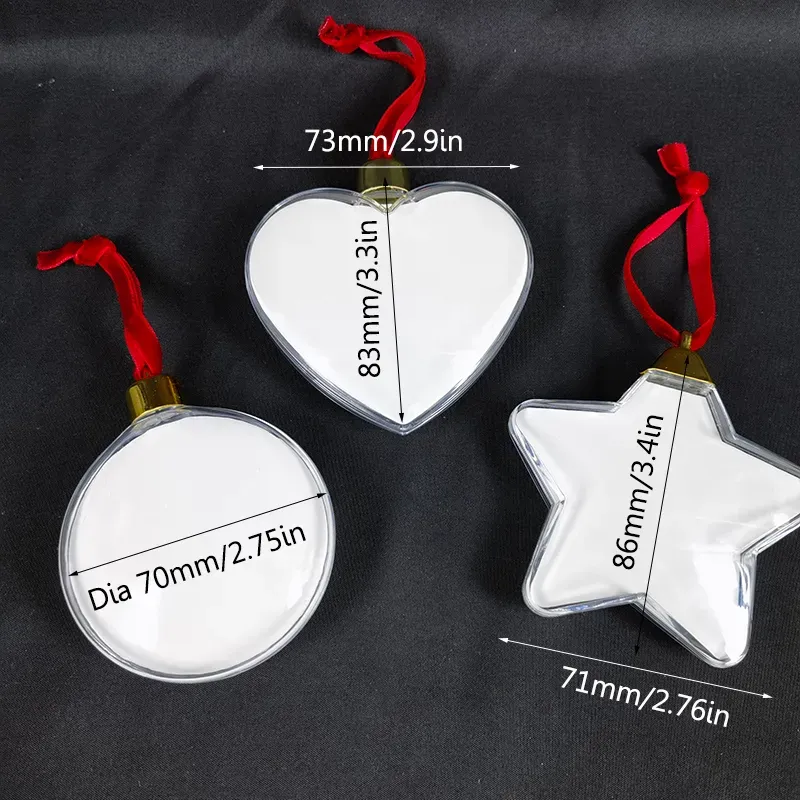 Sublimation Xmas ball flat plastic ball MDF insert blanks for customized printing Xmas tree decoration by Ocean Z11