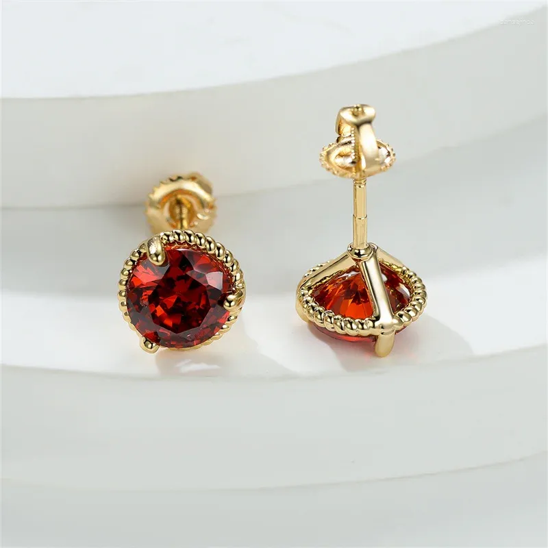 Boucles d'oreilles 7MM hommes Vintage vis arrière pour femmes argent or couleur rouge Zircon cristal mariage femme mâle clous d'oreille