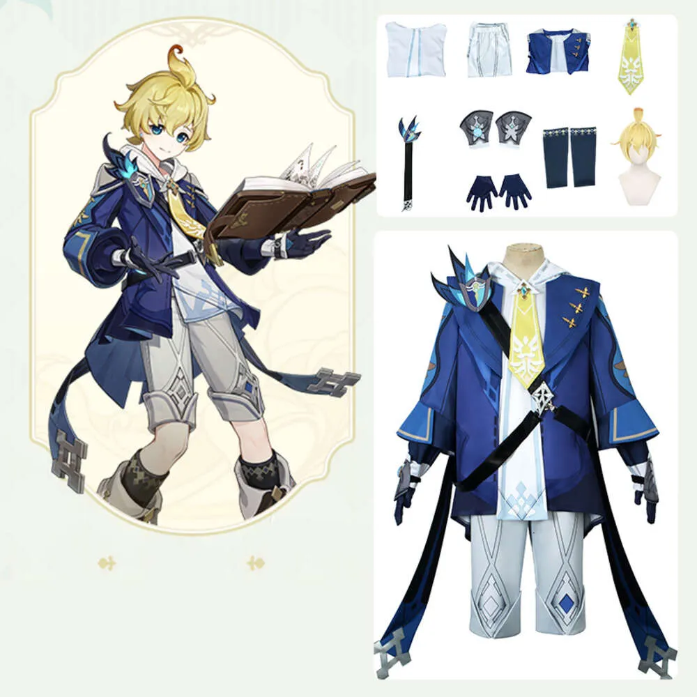 Mika Cosplay Genshin Impact Cosplay Kostüm Gutachter Genshin Mika Perücke Outfit Halloween Kostüm Süßer Junge Cosplay Anzug Knapsackcosplay