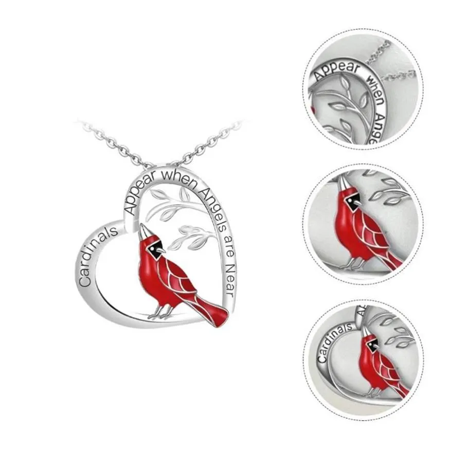 Anhänger Halsketten 1pc Exquisite Herzförmige Halskette Kardinal Vogel Schmuck Hals Decor264F
