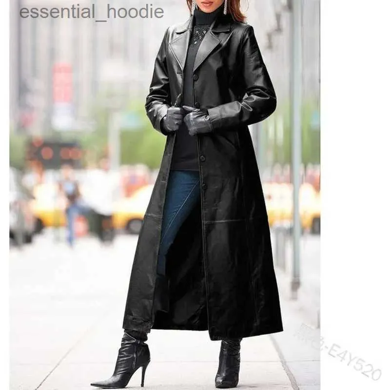 langer ledermantel damen