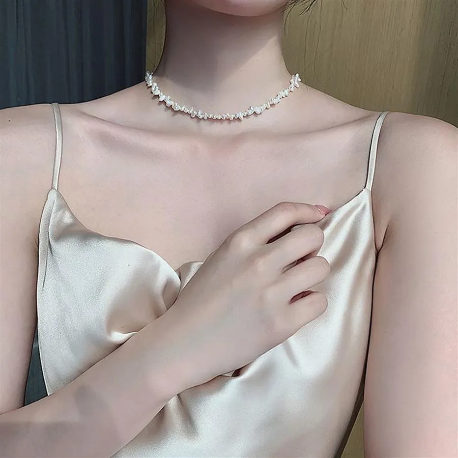 Collana di perle naturali barocche catena clavicola da donna temperamento semplice 2020 Nuovi gioielli Collane regalo per feste di nozze versat242Y