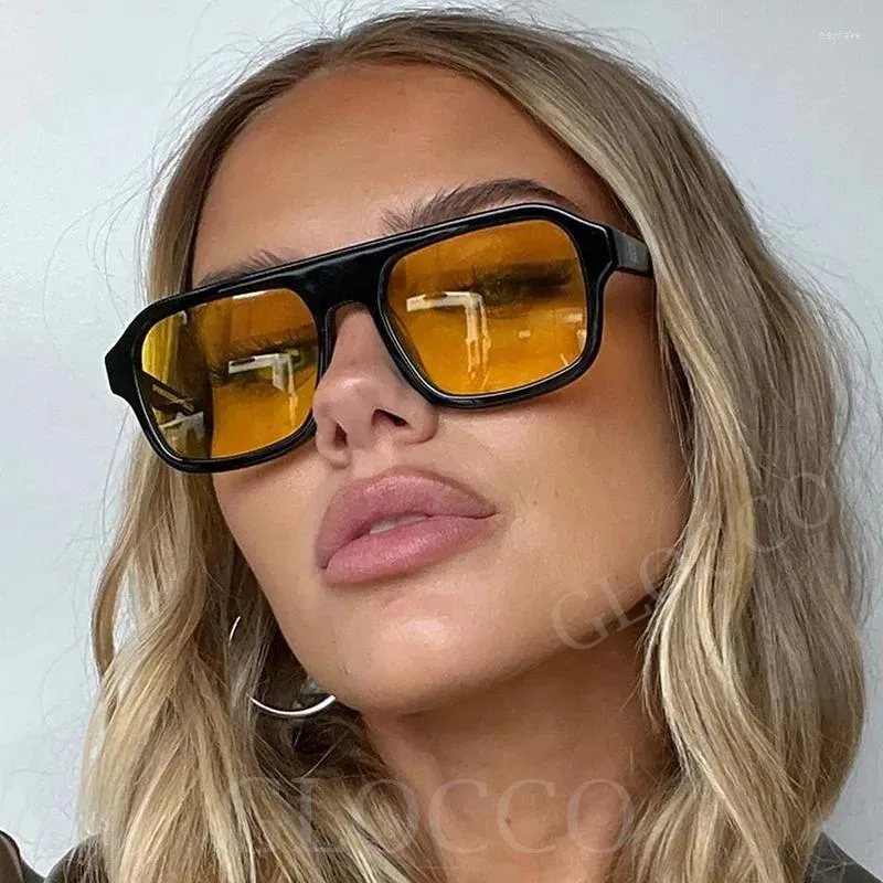 Vintage Square Yellow Sunglasses For Women And Men Trending Black And Yellow  Eyewear From Newlake, $8.25