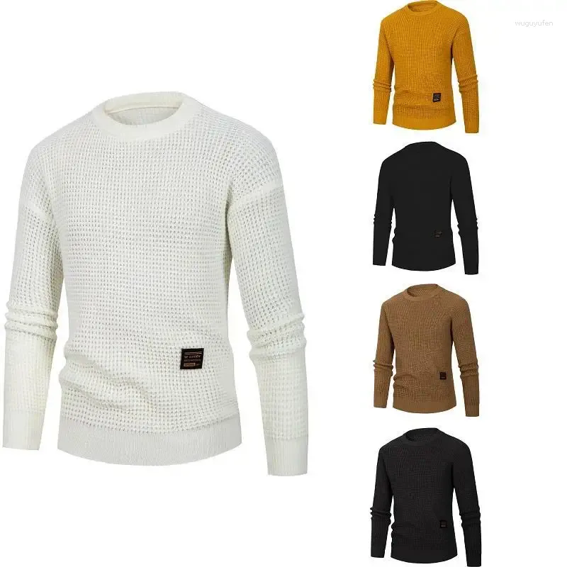 Heren Truien Kleding Trui Herfst En Winter 2023 Ronde Hals Effen Kleur Gebreide Casual Top WMT106