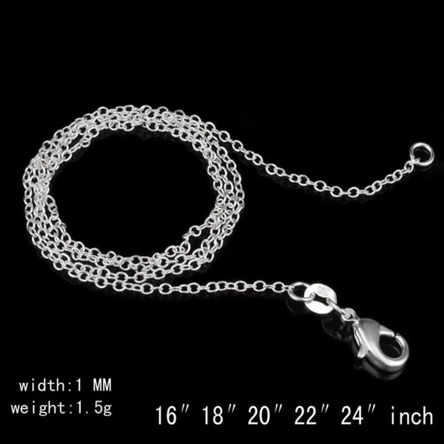 Collier en argent Sterling 925, chaîne Rolo O, bijoux 1mm 16 ''-24'', argent 925 DIY Chai2548