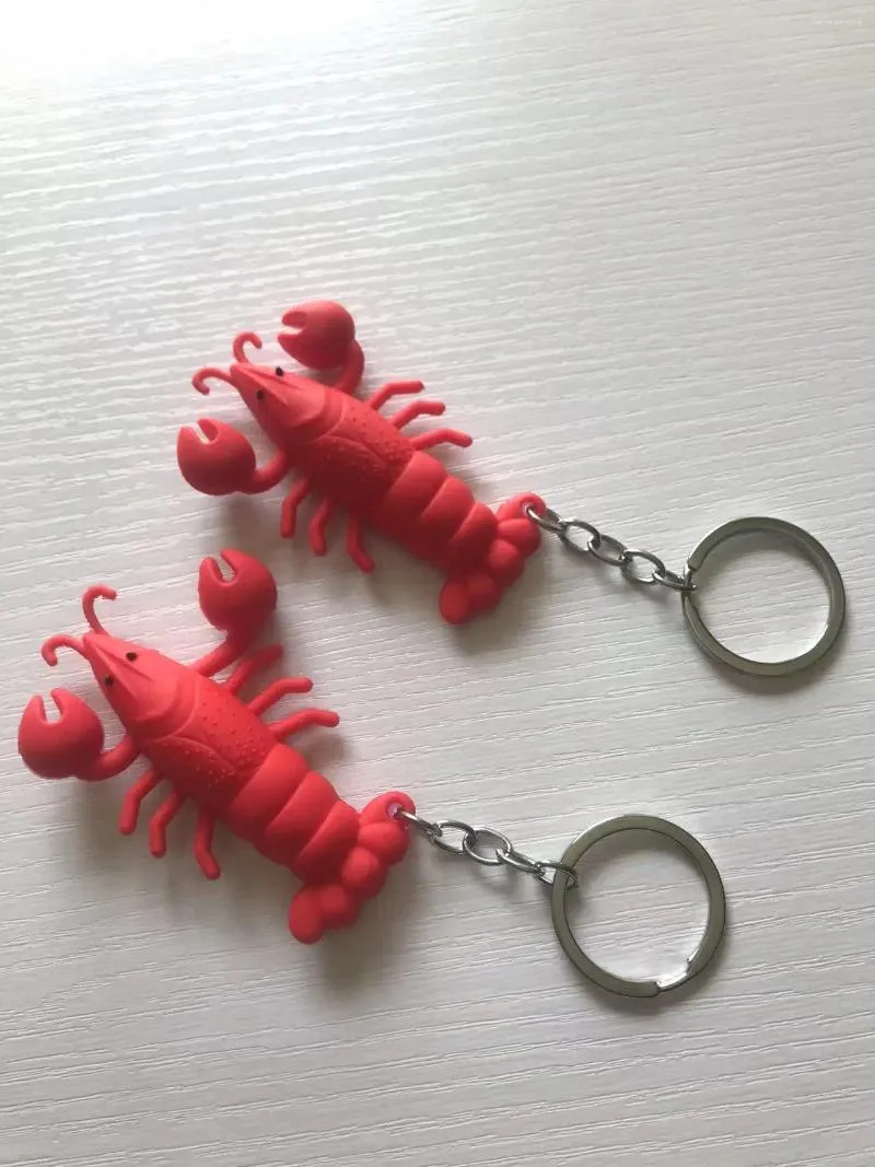 Nyckelringar Crayfish Keychain Bag Car Key Chain Red Shrimp Pendant Figur Keyring 24st/Lot Wholesale High Quality