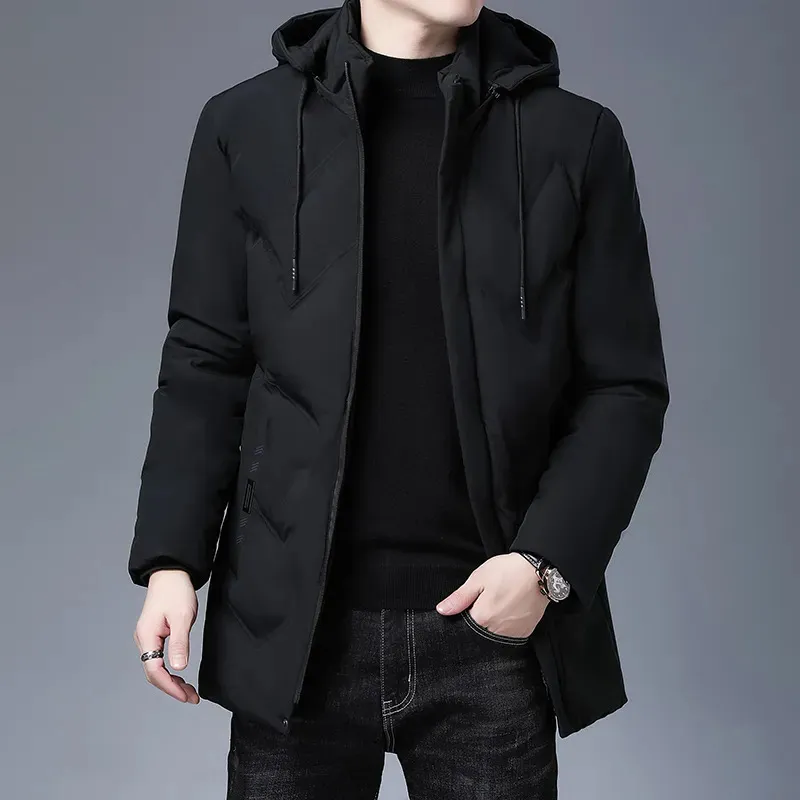 Parka da uomo in piumino Abbigliamento Wellsome Marchio di alta qualità con cappuccio Moda casual Cappotto lungo addensato Capispalla invernale Cappotti giacca a vento 231018