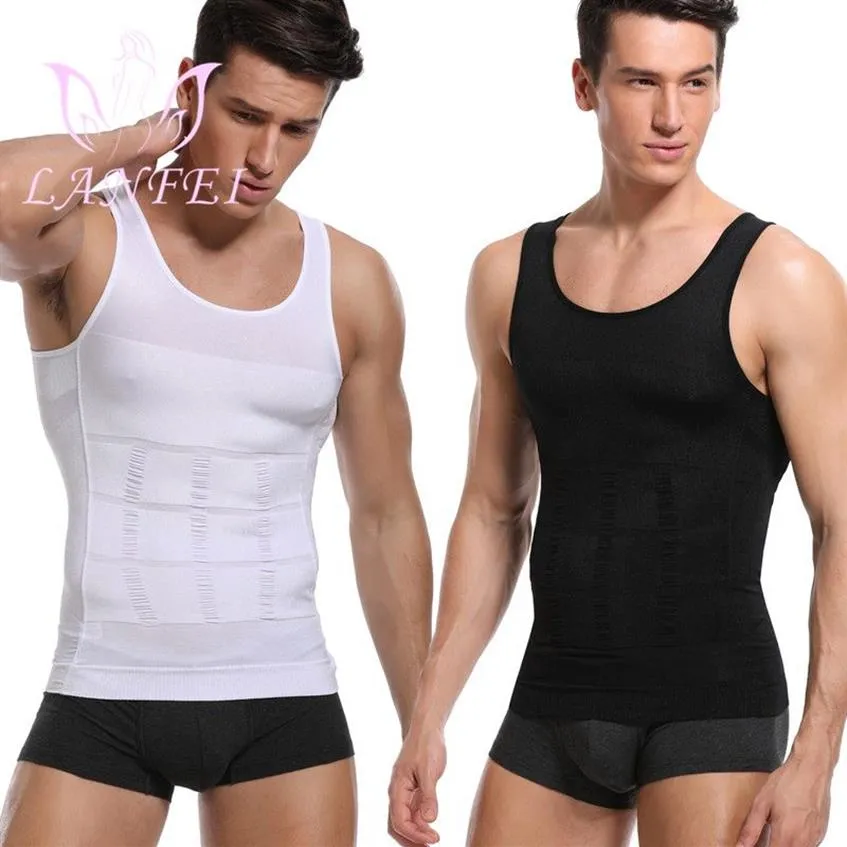 Lanfei colete modelador de cintura masculino, colete de compressão, emagrecimento, cintura fina no peito, elástico, slim, camisa de controle de barriga, shapewear328w