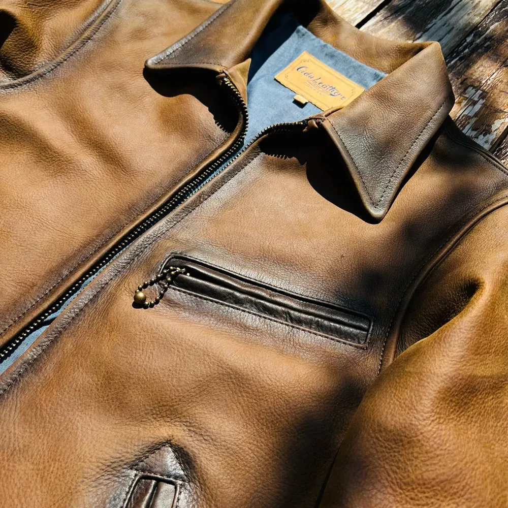 Genuine Leather Men's Slim Washed Vintage Italian Tuscany Cowhide Storm Rider Jacket Genuine Leather Men's Slim Washed Vintage Italian Tuscany Cowhide Storm Rider Jacket
