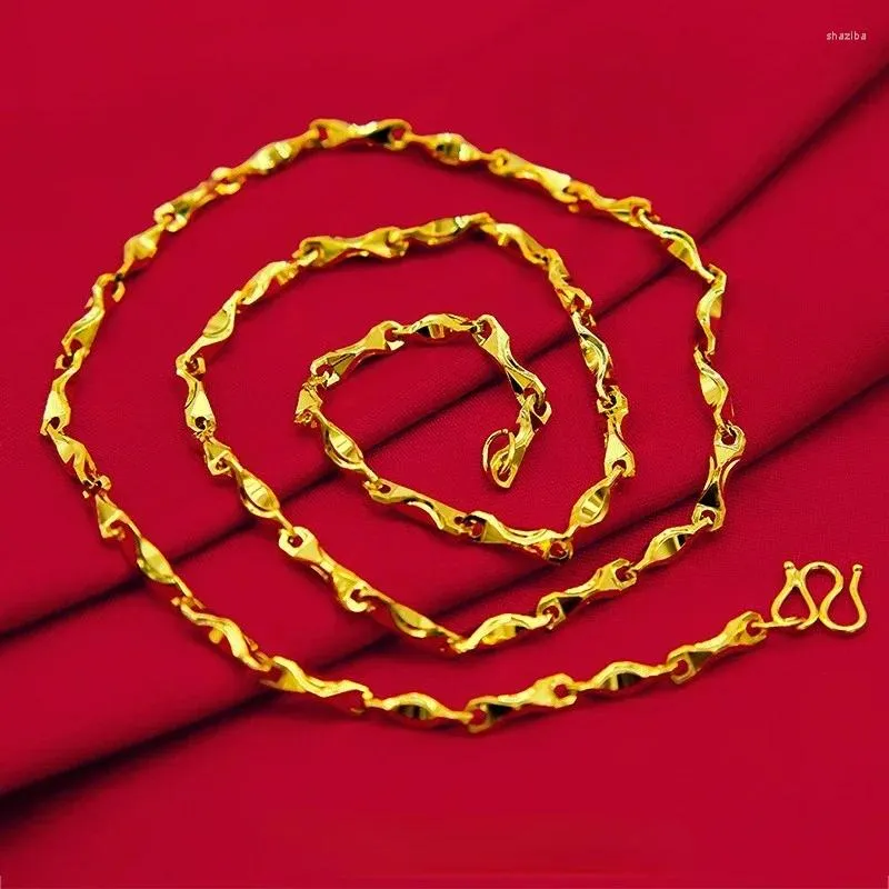 Nareyo 18K Gold Chain 24k Gold Necklace Fine Jewelry For Women And Men, Genuine Solid Color