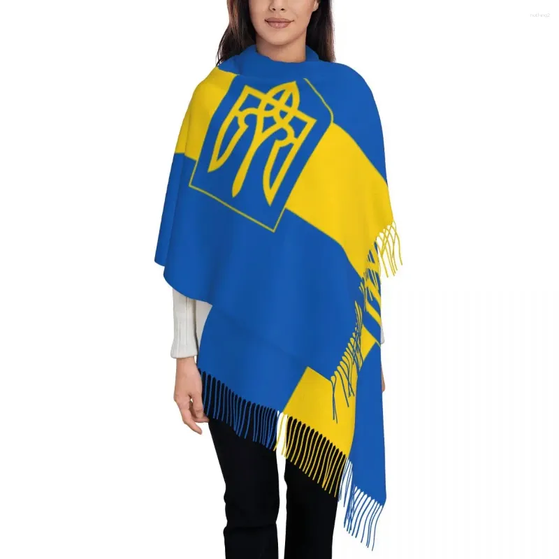 Lenços Ucrânia Bandeira Nacional Lenço para Mulheres Inverno Outono Pashmina Xales e Envoltório Longo Grande com Senhoras de Borla