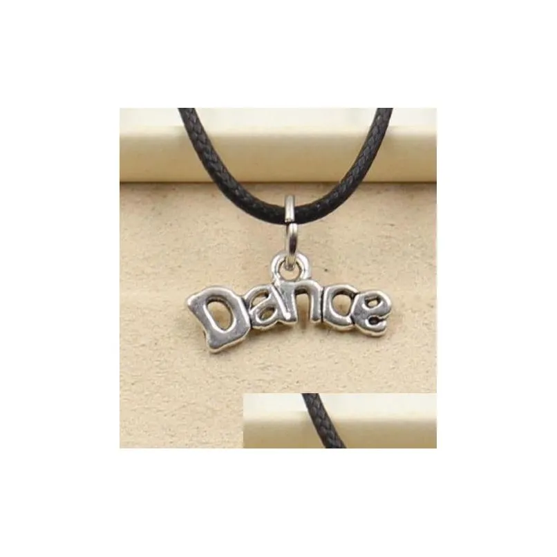 Pendant Necklaces Sell 20Pcs/Lot Tibetan Sier Dance Necklace Choker Charms Pendant Black Leather Jewelry Necklaces Pendants Dhbwt