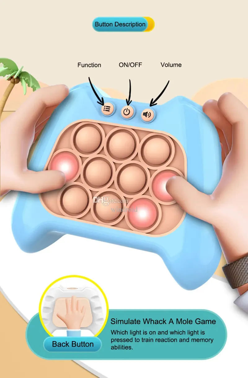 Acheter Pop Light Fidget Game – poignée de jeu à bulles à poussée rapide,  Anti-Stress pour garçons et filles, avec Machine de jeu LED, soulage