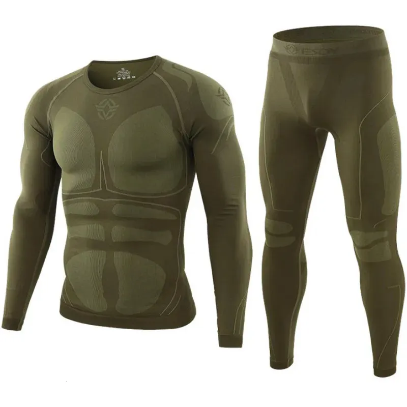 Hommes sous-vêtements thermiques hiver hommes longs Johns ensembles en plein air coupe-vent sport Fitness vêtements de qualité supérieure Style militaire 231018