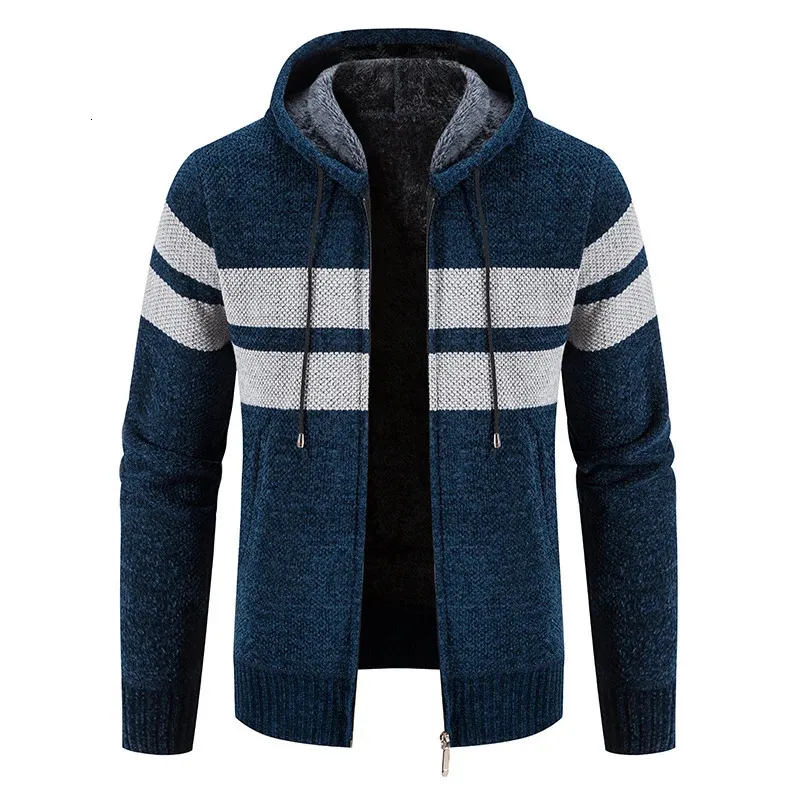 Mens Jackets Hooded Cardigan Sweaters Jacket Autumn Winter Warm Cashmere Wool Zipper Casual Knitwear Sweater Coat Male Clothes 231017